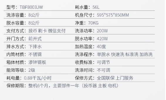 創維8公斤商用滾筒自助洗衣機